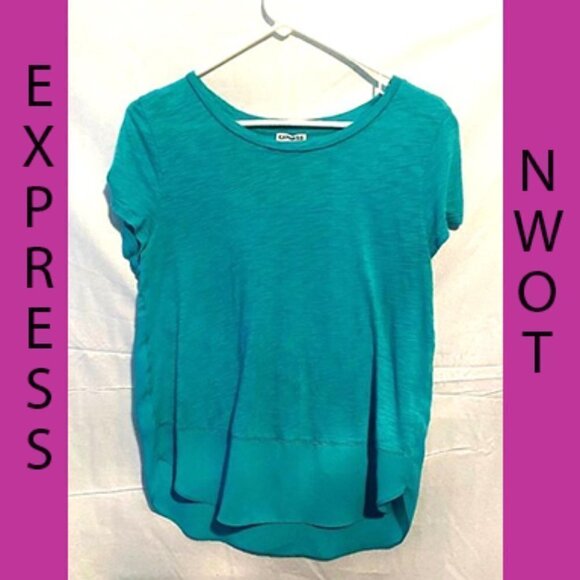 Daily 3 for $25 NWOT EXPRESS SIZE SMALL LIGHT WEIGHT LONGLINE LIGHT TEAL - Picture 1 of 13